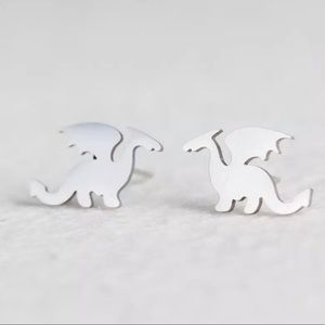 🛑3 for $10 MUST GO SALE Silver Dragon Stainless Steel Earrings
